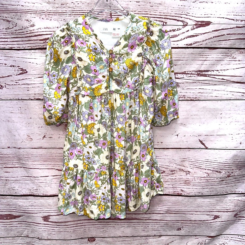 Zara V-Neck Floral Dress Size 3-4
